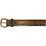 10610160142 - 42" Black Leather Belt With Deer Design