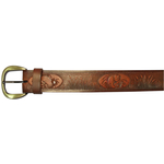 10610170240 - 40" Brown Leather Belt With Fish Design