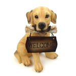1257203GOLDRETR - Resin "Welcome" Golden Retriever Puppy Statue