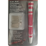 17201 - 9 Piece SAE Precision Pen Style Pocket Screwdriver